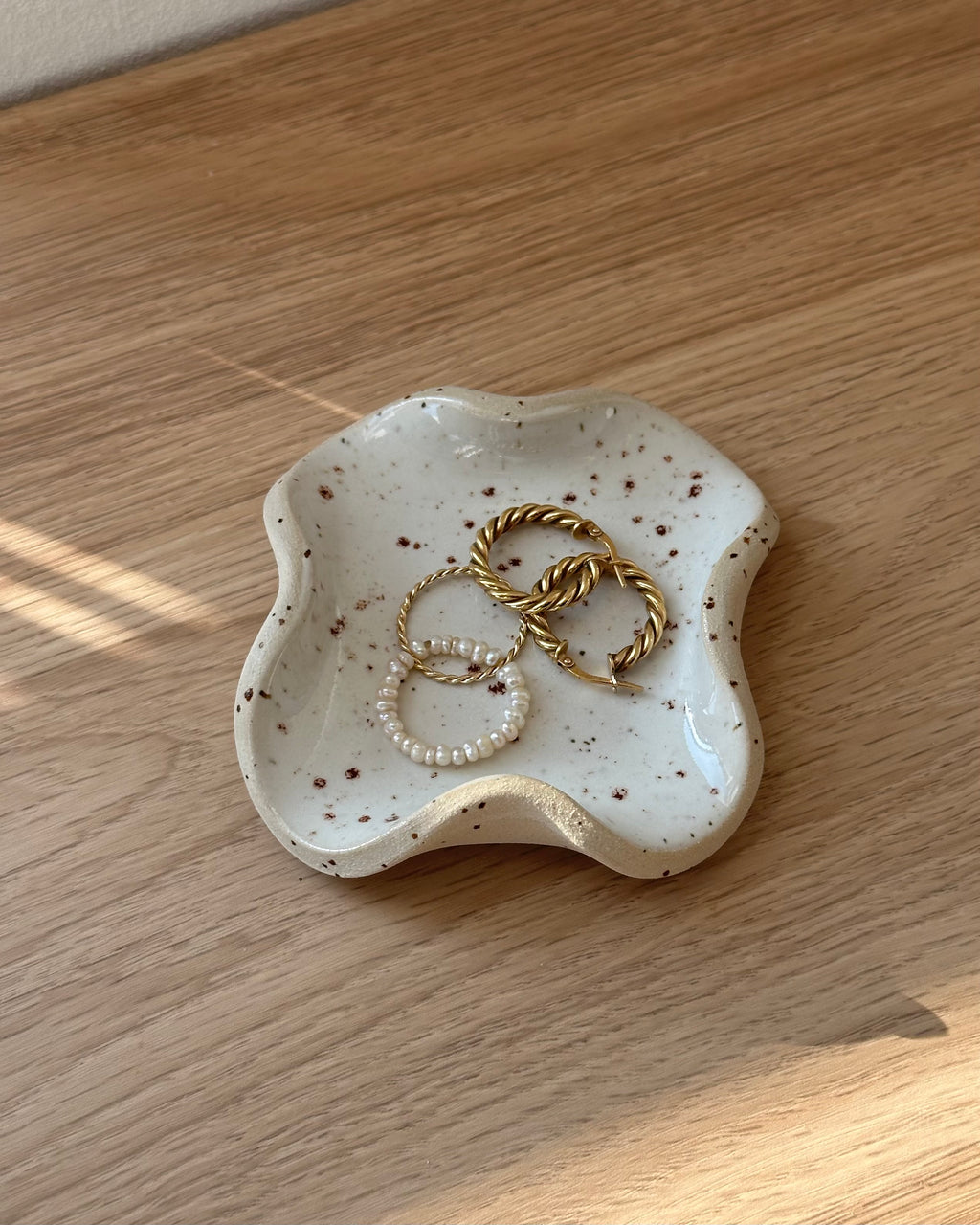 Schmuck Schale Welle Weiß Rund