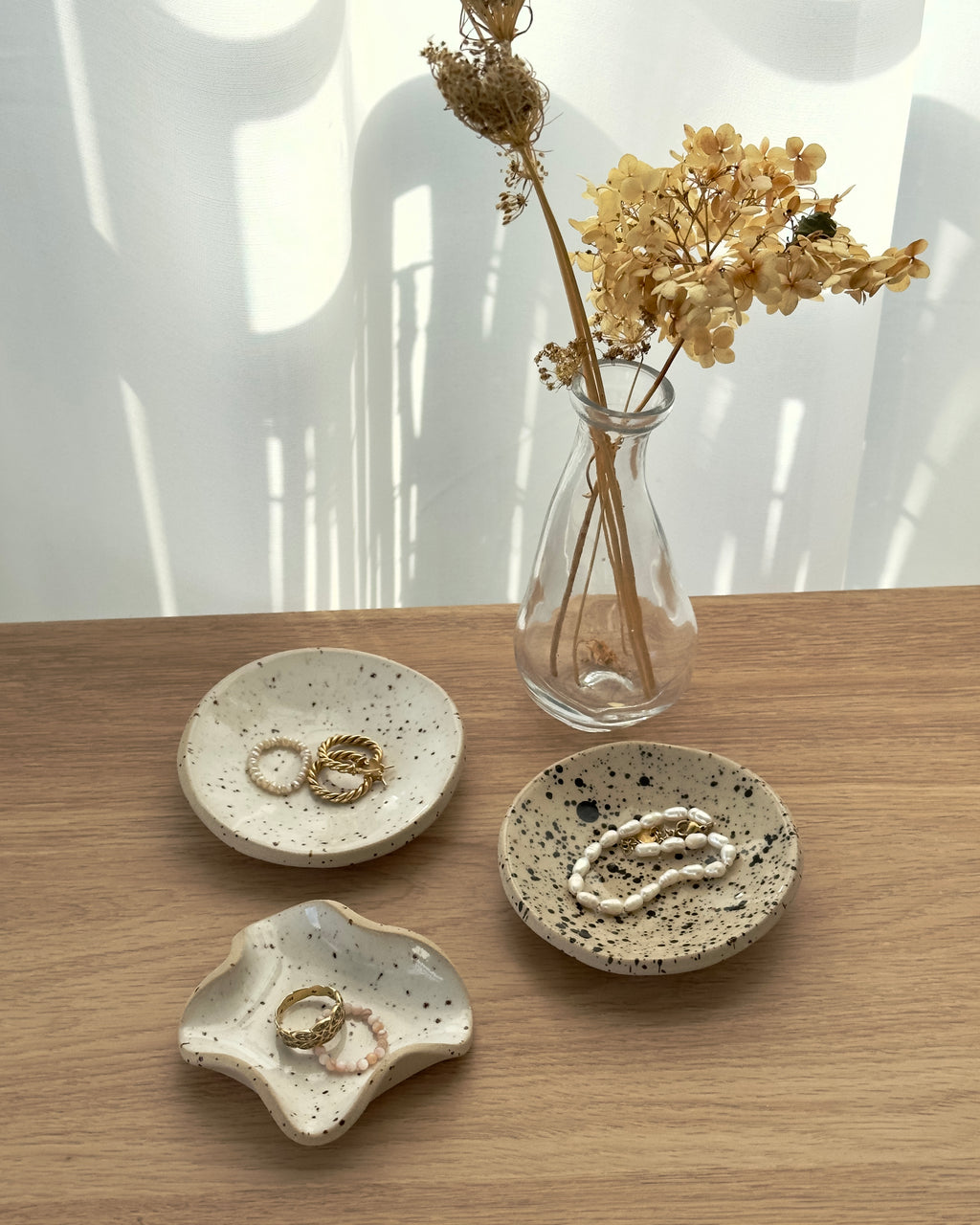 Schmuck Schale Schwarz Gesprenkelt Rund