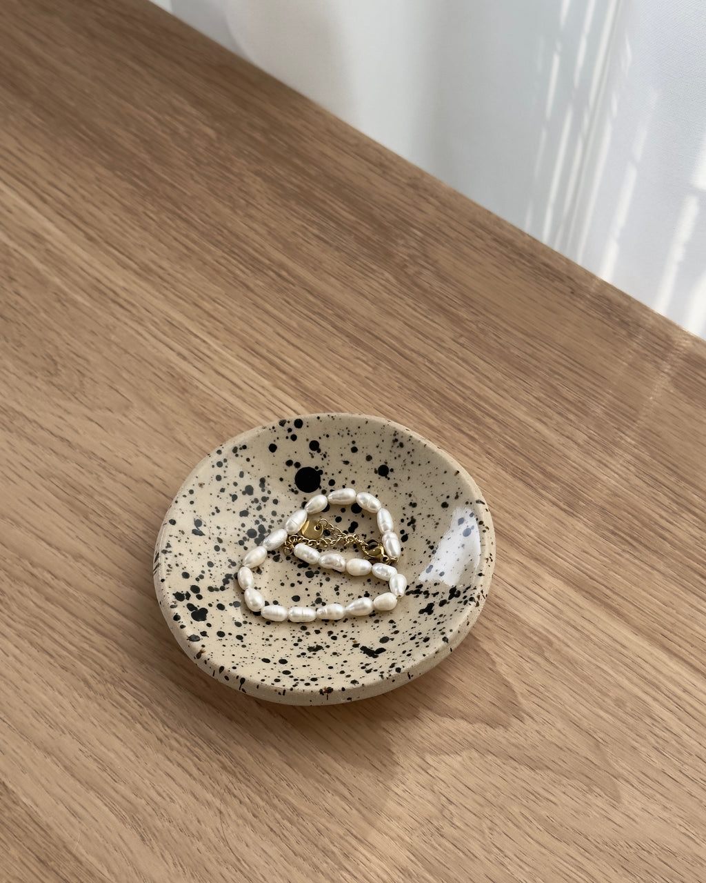Schmuck Schale Schwarz Gesprenkelt Rund