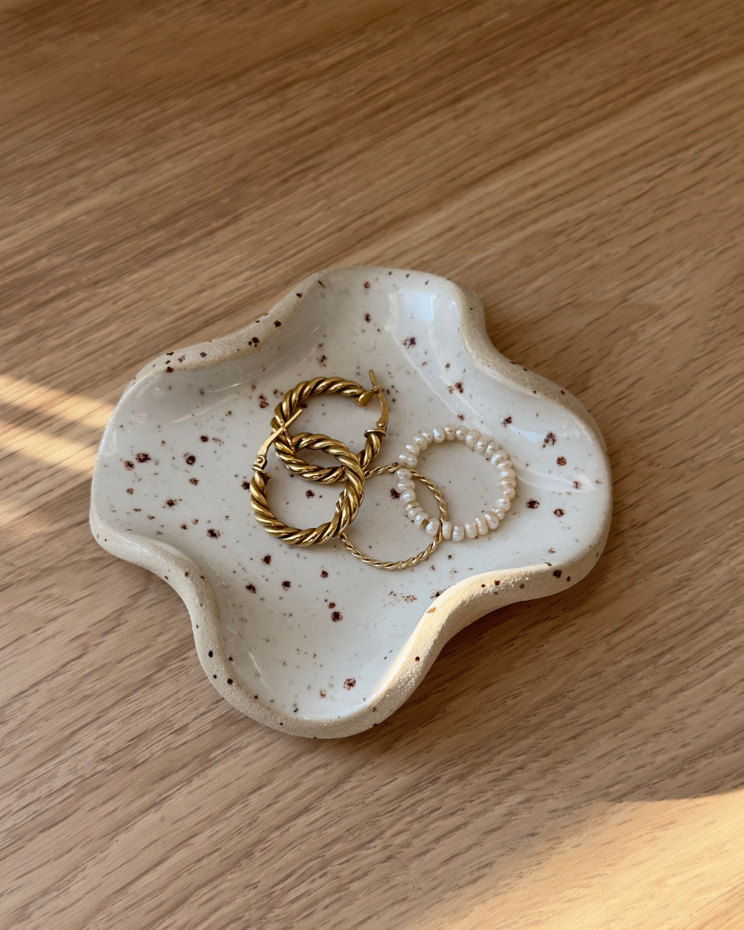 Schmuck Schale Welle Weiß Rund