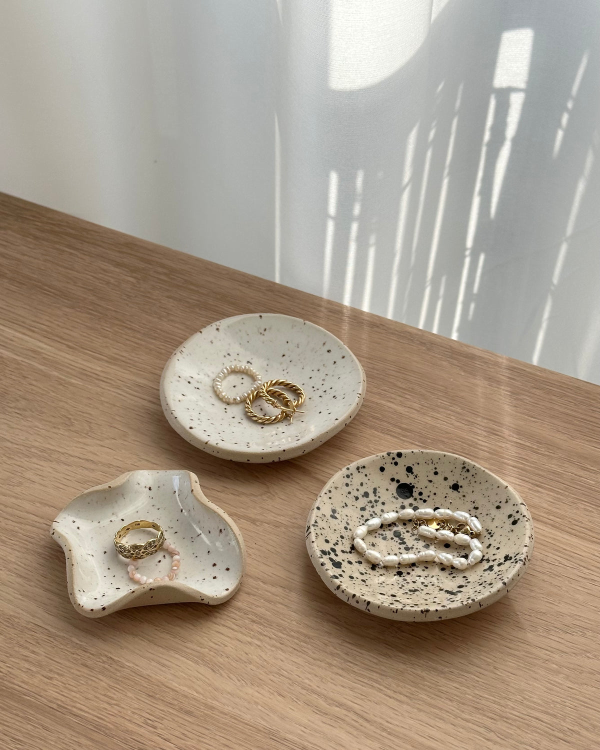 Schmuck Schale Schwarz Gesprenkelt Rund