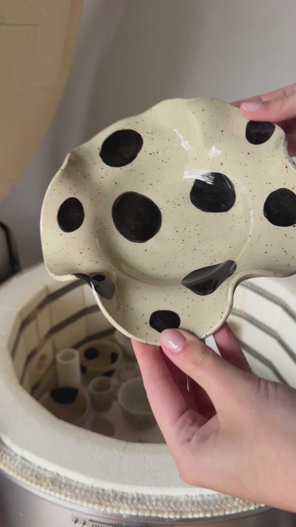 Große Schale Welle Black Dots