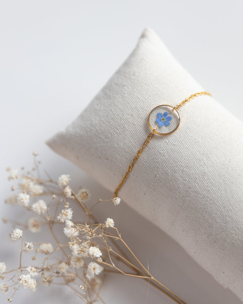 Armband "Pia" mit Vergissmeinnicht, Gold