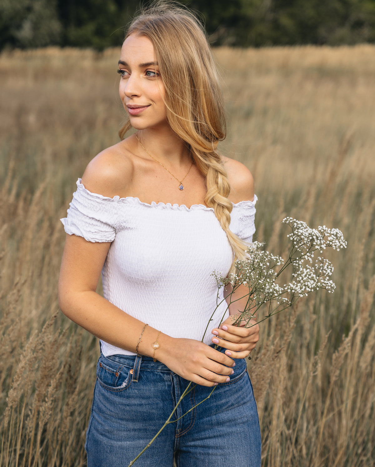 Kette "Kitty" mit Vergissmeinnicht, Gold