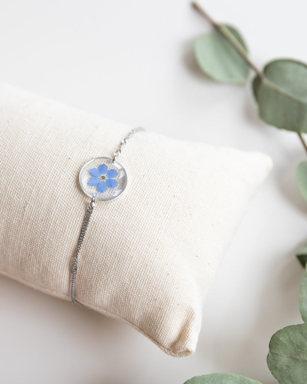 Armband "Pia" mit Vergissmeinnicht, Silber