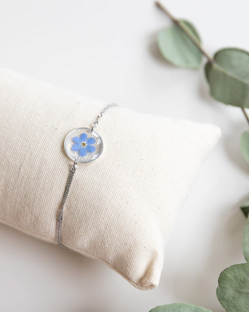 Armband "Pia" mit Vergissmeinnicht, Silber