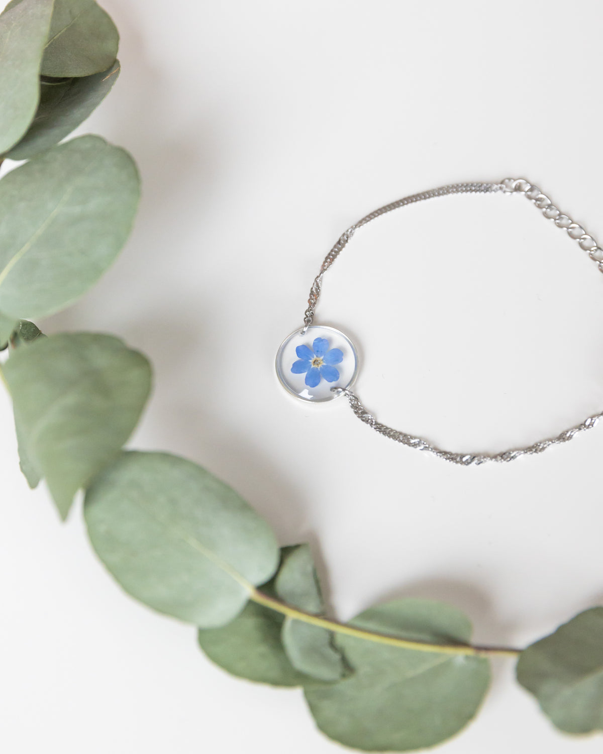 Armband "Pia" mit Vergissmeinnicht, Silber