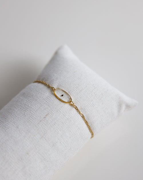 Armband “Sternenkind Oval” mit echtem Vergissmeinnicht, Gold