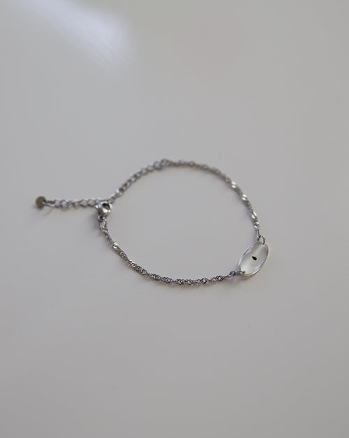 Armband “Sternenkind Oval” mit echtem Vergissmeinnicht, Silber