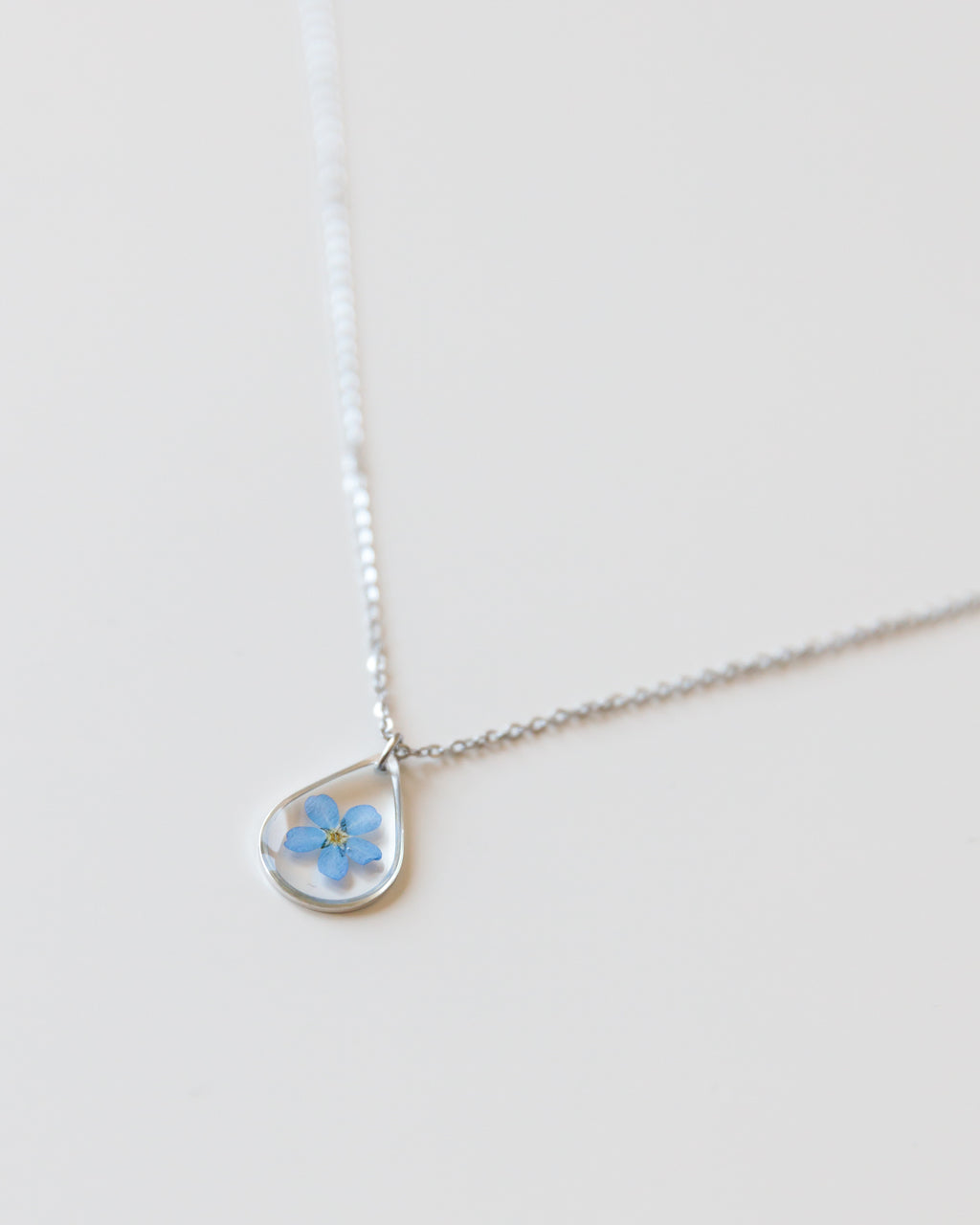 Kette "Kitty" mit Vergissmeinnicht, Silber
