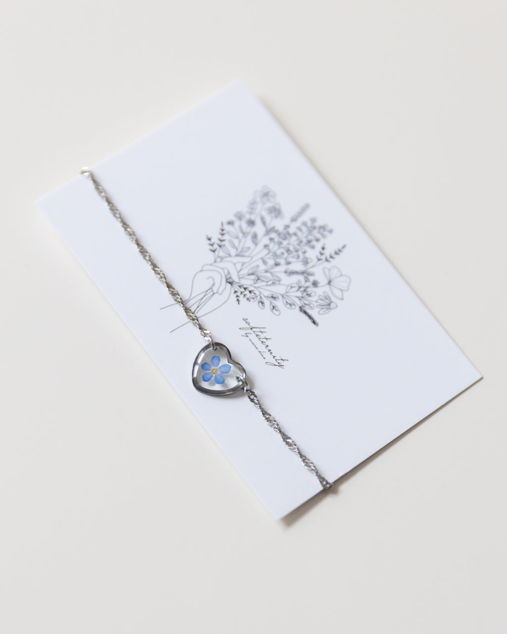 Armband “Pia Herz” mit Vergissmeinnicht, Silber
