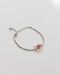 Armband „Malea Rot“ mit echten Blüten, Edelstahl Silber