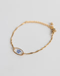 Armband “Kitty” mit echtem Vergissmeinnicht, Gold