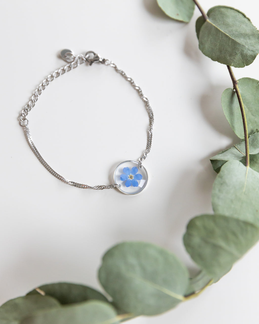 Armband "Pia" mit Vergissmeinnicht, Silber